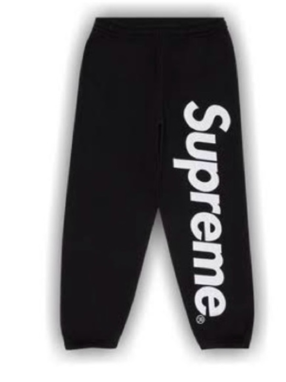Supreme Black Sweatpants with White Vertical Logo